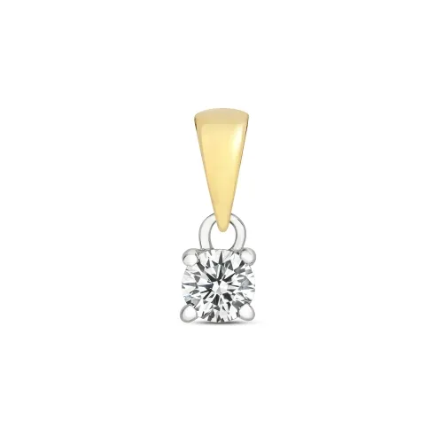 0.15ct Diamond 4 Claw Pendant - 9ct Yellow Gold